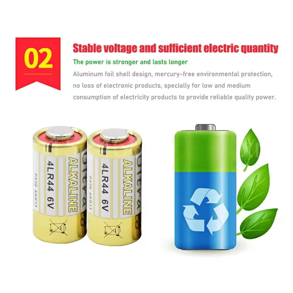 

100% New 4LR44 6V Alkaline Battery L1325/4AG13/4A76/544 Equivalent for Car Remote Watch Toy Calculator Key Fob Medical Devices