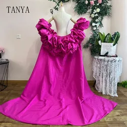 Fashion Fuchsia Taffeta Dress Jacket Dramatic Sleeves Sweeping Cape Bridal Outfit Accessories Chic DJ301