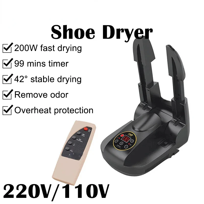220V/110V Timed Shoe Dryer Deodorant Retractable Shoe Dryer Fast Dryer Heater Deodorizer Dehumidifier Device Foot Warmer Heater