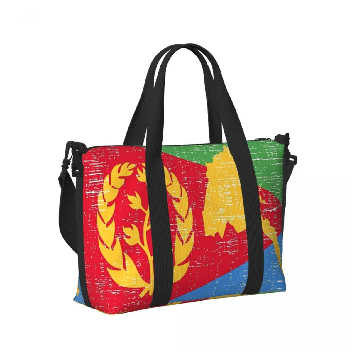 

Eritrea Flag Proud Eritrean Beach Travel Bag Large Capacity Tote Bags for Gym Sport Women Shopping Duffle Shoulder Bag