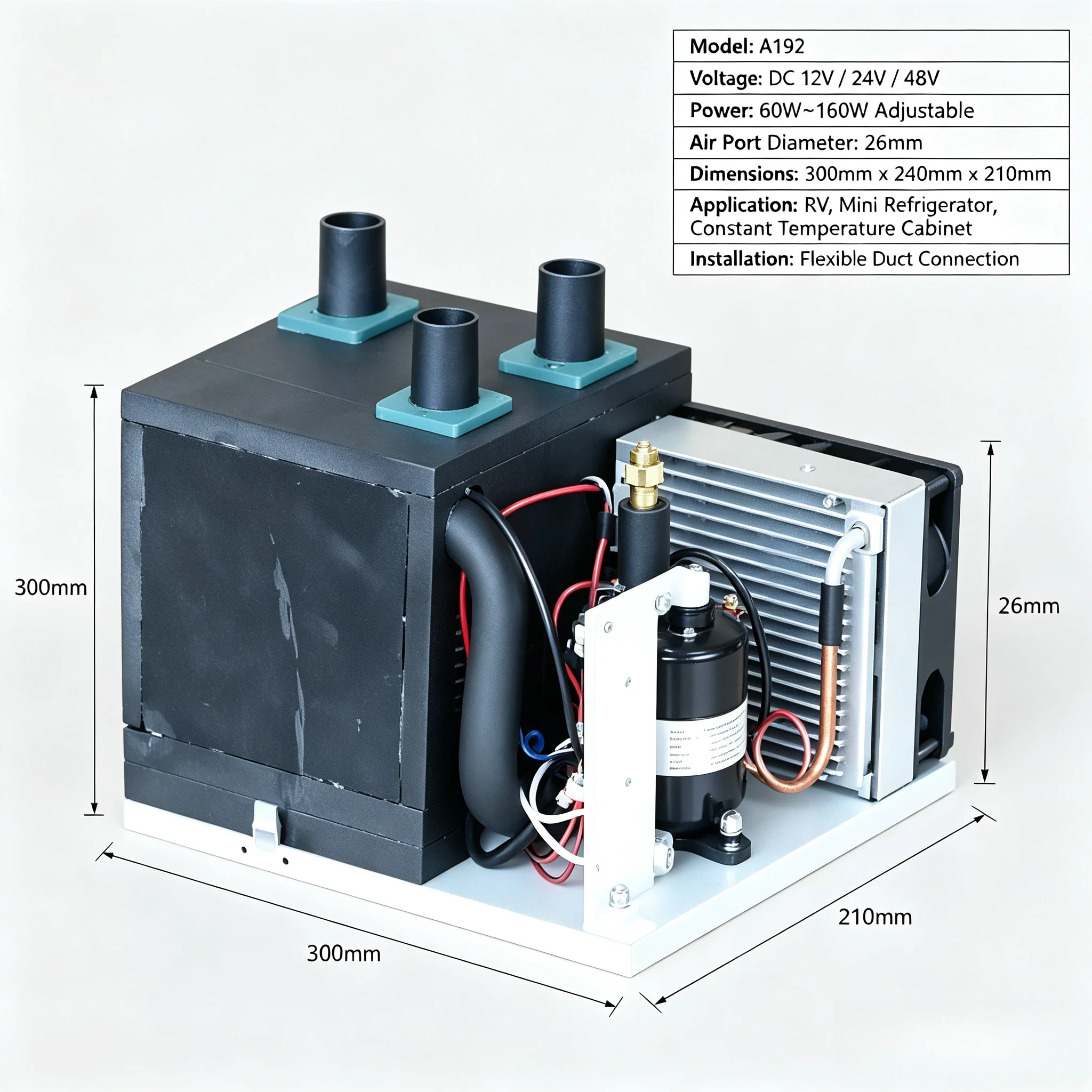 A19 Wave Exhaust Micro Cooler Portable Air Conditioning Unit DC12V24V48V Compressor Refrigeration Unit Air Cooling