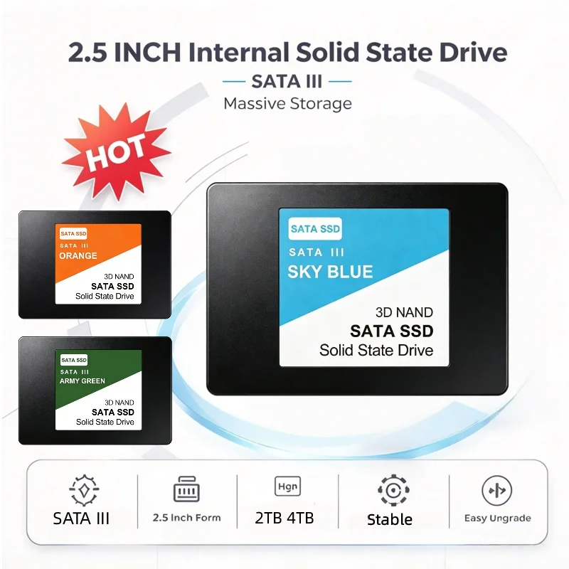New Fast Speed Original SSD 2.5" SATA3 Internal Solid State Hard Disk 500GB 1TB 2TB 4TB Hard Drive Storage for Desktop Laptop