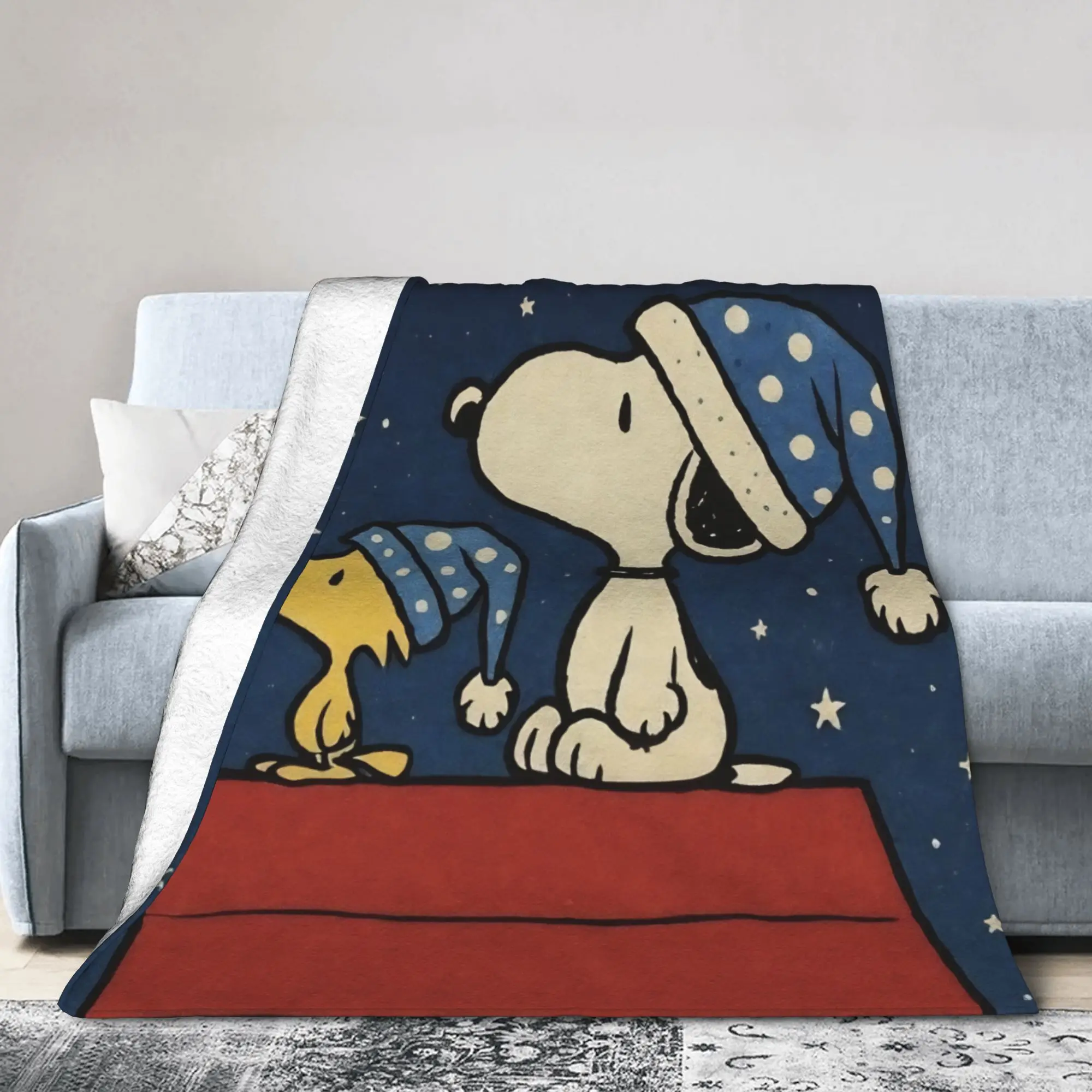Cartoon Cute S-Snoopys Blanket Cover   Flannel Throw Blanket Bed Sofa Decoration Soft Warm Bedspreads
