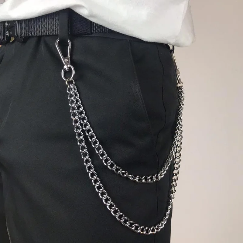 40/50CM Long Metal Keychain Wallet Belt Chain Rock Punk Trousers Hipster Pant Jean HipHop Jewelry Men's Key Ring Chain Wholesale