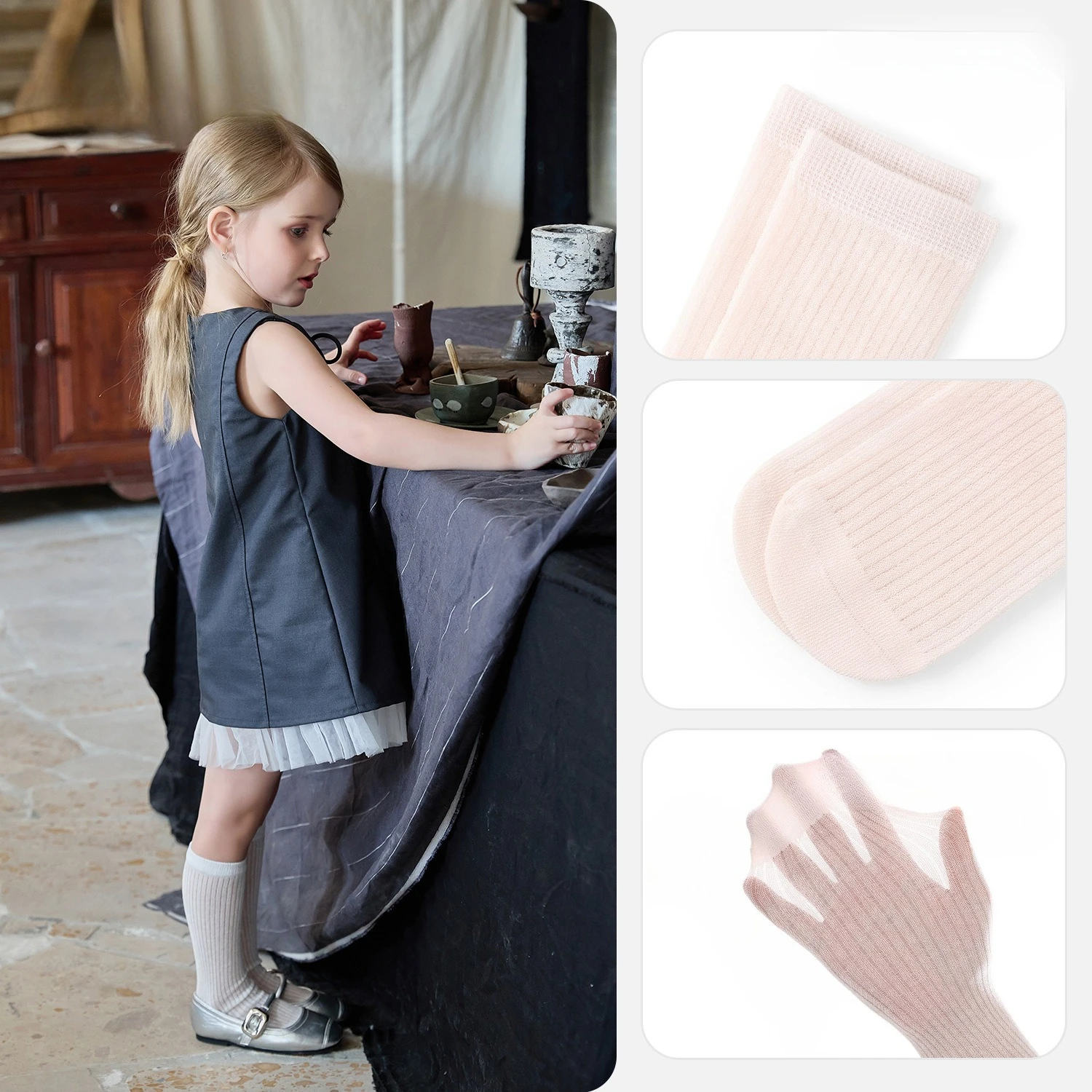 

Детские летние тонкие хлопковые длинные носки без костей JK, полосатые чулки в стиле Лолиты, модные дышащие мягкие тонкие гольфы, новые носки