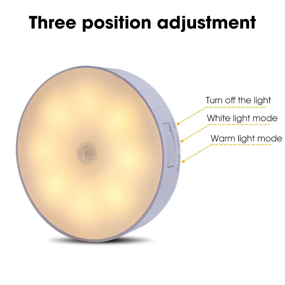 8 LED محس حركة ضوء الليل USB قابلة للشحن اللاسلكية المغناطيسي وحدة إضاءة LED جداريّة مصباح المطبخ الدرج خزانة أضواء ديكور غرفة نوم