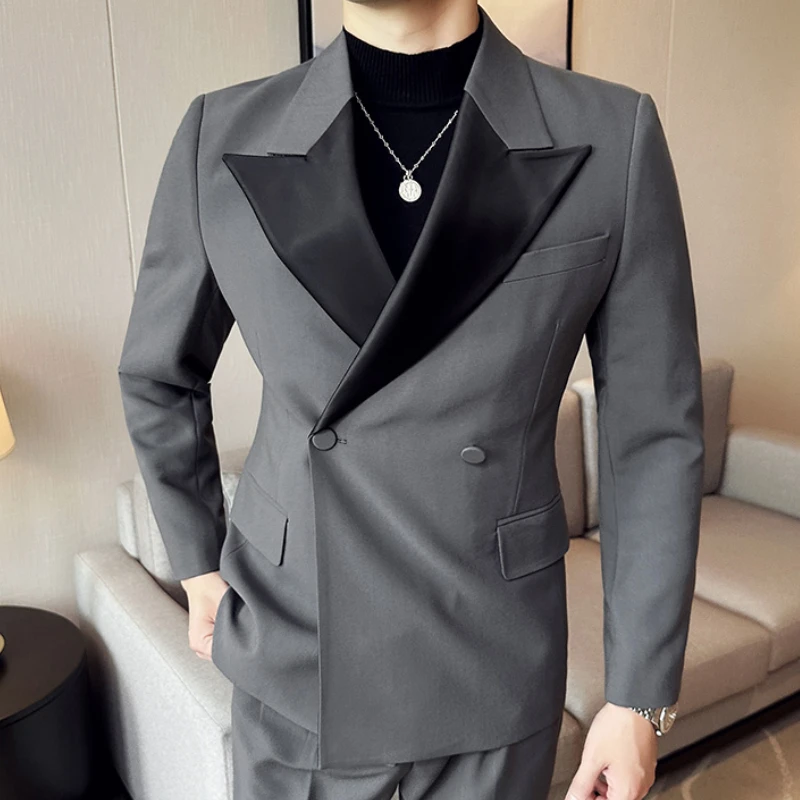 High Quality Luxury Men Blazers Lapel Wedding Groom Dress Jackets Casual Business Social Blazer Banquet Party Tuxedo