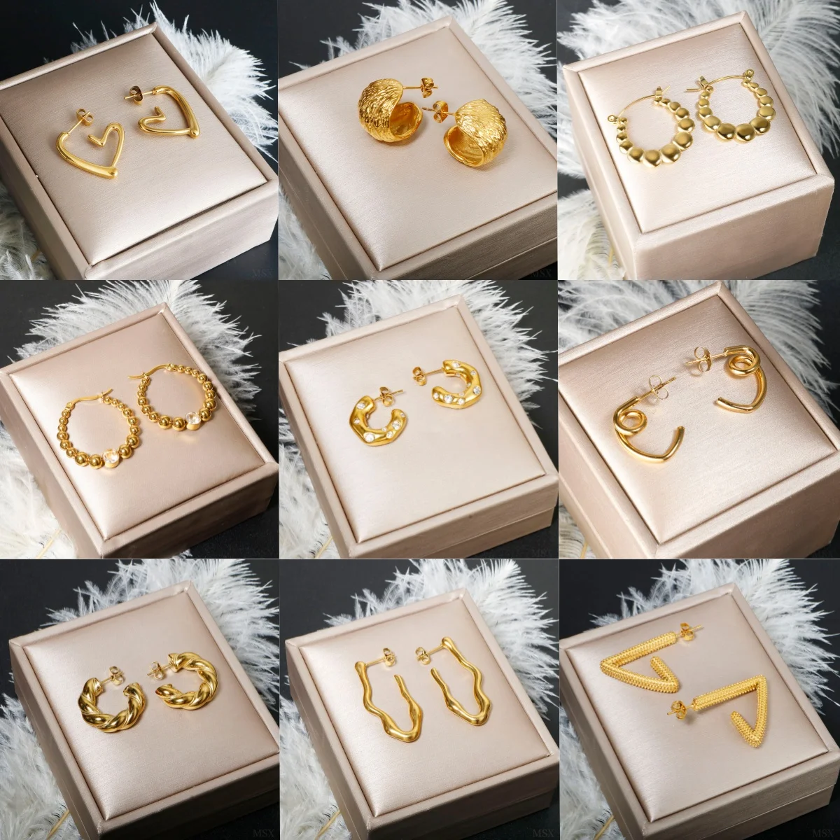 Simple Design Ear Studs Unique Shape Wedding Jewelry Gifts Earrings for Women Christmas Gift