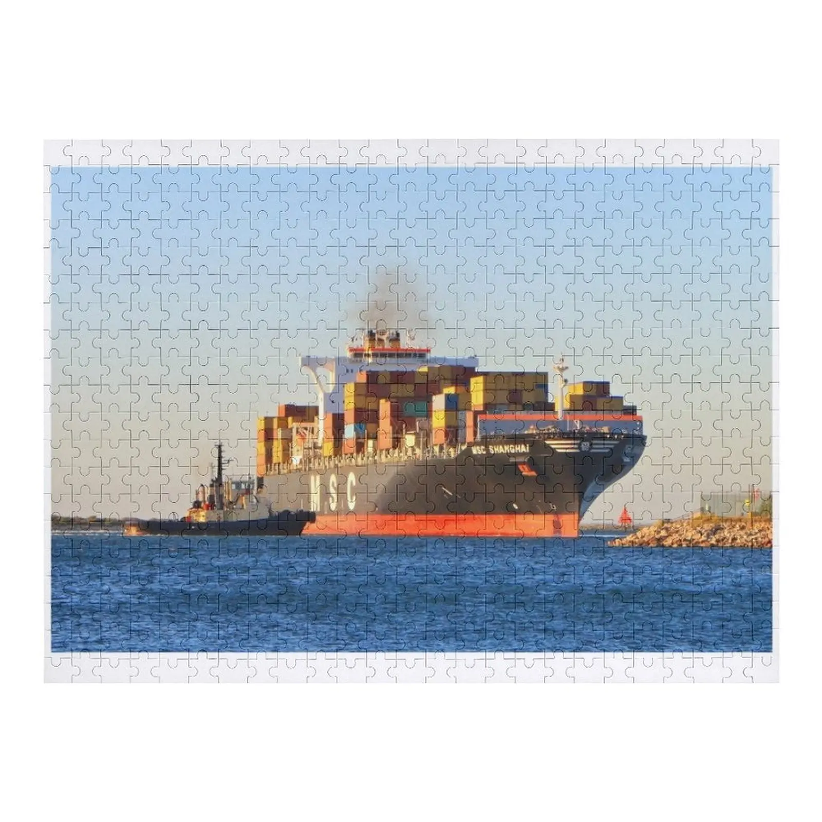 

Контейнерный корабль и буксир, пазл MSC Shanghai, деревянный подарок на заказ, деревянная игрушка, подарочная головоломка на заказ