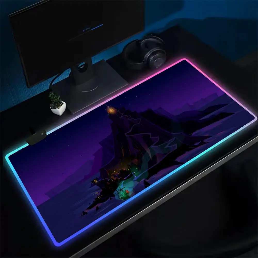 Alfombrilla de ratón M-Monkey I-Island, alfombrilla de ratón para juegos de Anime, alfombrillas de mesa LED, alfombrilla de ratón XXL de goma retroiluminada, alfombrillas de escritorio RGB