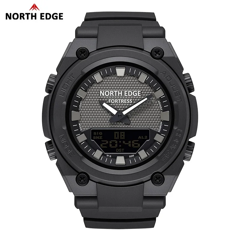 NORTH EDGE FORTRESS 2027 Men's Military Digital Watch Outdoor Sports Waterproof 50M Watches World Time Countdown LED Wristwatch