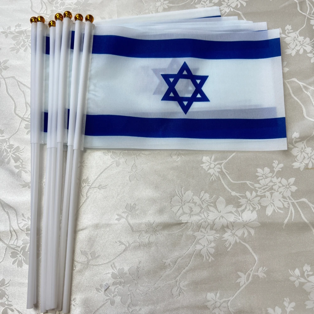 CZY israel Hand-waved Flag 14x21cm polyester ISR IL Israel Flag Festive Sports Party decoration