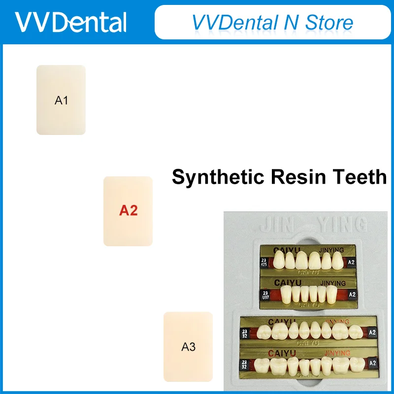 28*1 VVDental Synthetic Resin Teeth Four Layers Full Set Preformed Dentures A1 A2 A3 Anterior Posterior Dentistry Material
