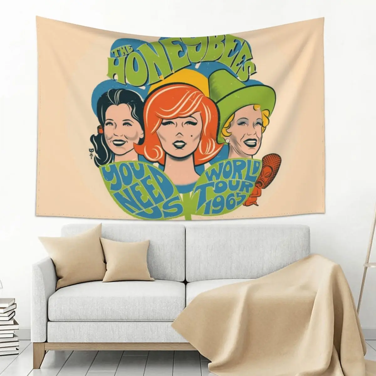 

The Honeybees World Tour 1965 - faded version Tapestry Decor Home House Decorations Luxury Living Room Decoration Tapestry