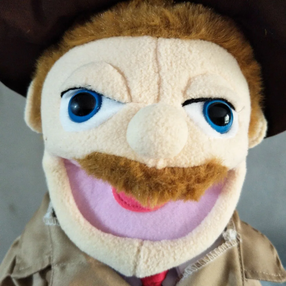 고품질 만화 전문 손인형 봉제 장난감 탐정 입 움직임