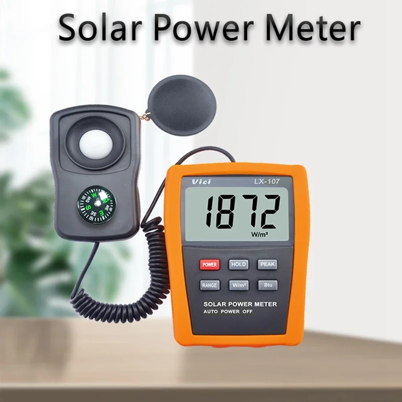 

Vici LX107 Solar Power Meter Optical Solar Research Glass Light Intensity Data Peak Hold BTU Light Radiation Tester Compass