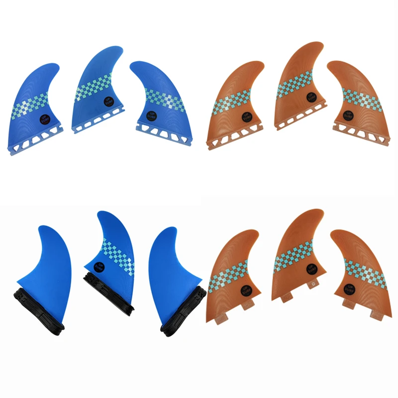 

M Tri Fins Set (3 Base) Surfboard Fins Fiberglass Plaid Double Tabs/Double Tabs 2/Single Tabs Thruster Surf Fins Quilhas 3 Fins