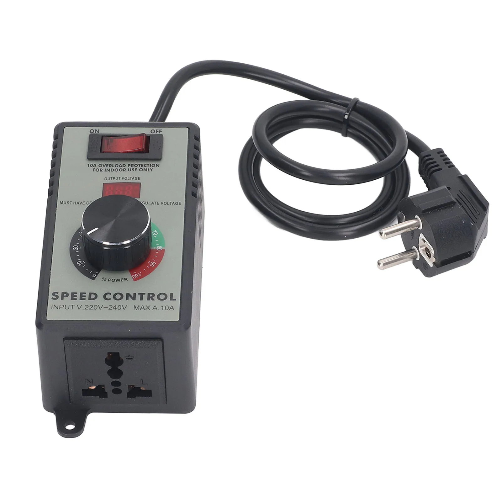 AC Motor Speed Controller Electric Fan Variable Voltage Regulator Switch With 10A Socket EU Plug AC220 to 240V 4000W