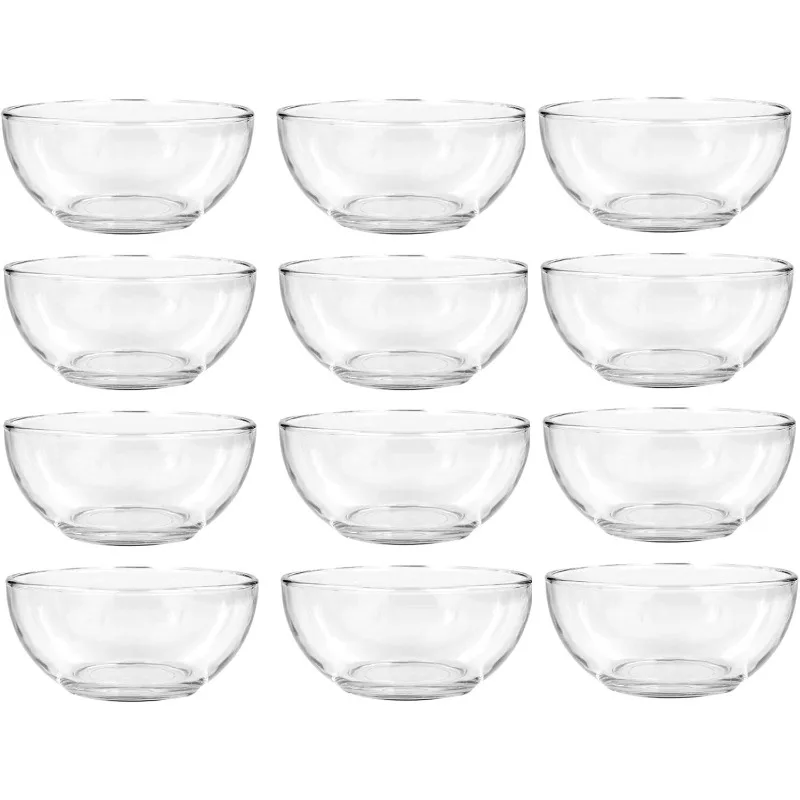 Clear Glass Bowls, 6 in. for Kitchen Prep, Dessert, Dips, Soups, Salads, Cereal, and Candy Dishes or Nut Bowls (8)