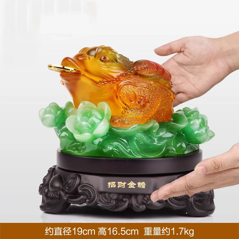 Asia Home store Company talisman Ornament Exorcise evil spirit ZHAO CAI RESIN glaze JIN CHAN GOOD LUCK FENG SHUI Statue