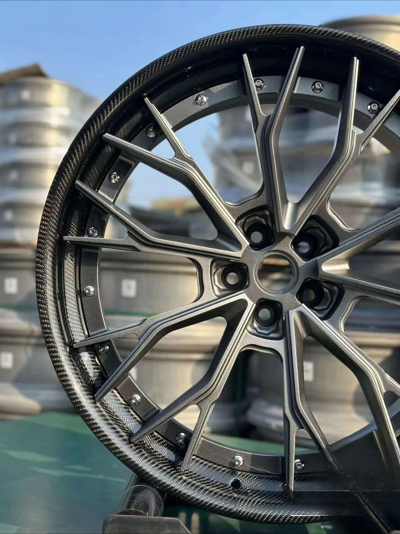Factory Hotsale  Fiber Barrel Black Face Luxury Aluminum Alloy Forged Wheels 16 17 18 19 20 21 22 23 24 Inch 5x112 5x114.3 5x120