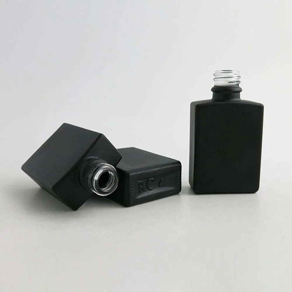 Coperchio contagocce per bottiglia di vetro nero satinato da 30 ml E-liquido olio essenziale siero acqua umidità toner cura della pelle imballaggio cosmetico