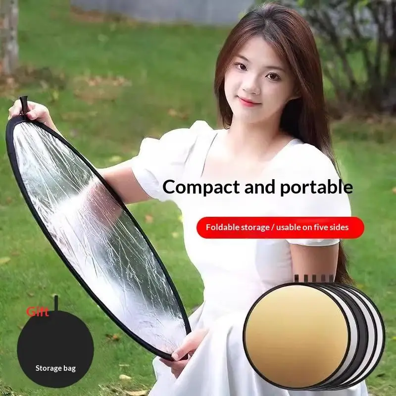 5 in 1 Premium Material Round Photo Reflector Collapsible Diffuser for Studio Outdoor Professional Photography Use