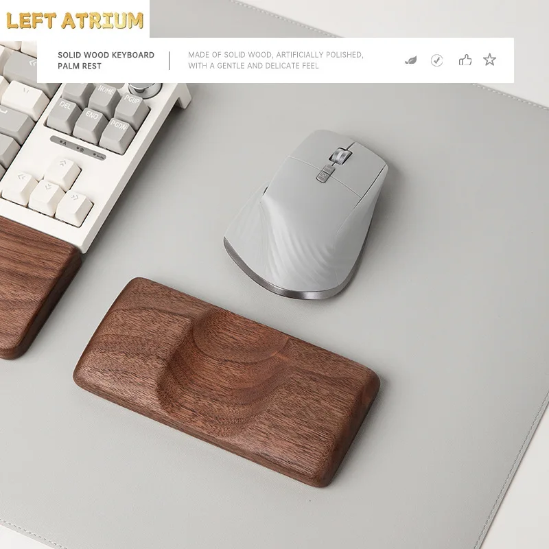 Ergonomic Walnut Wood Wrist Rest for Keyboard & Mouse, Comfortable Wooden Palm Rest, Desk Accessory for Office Workers & Gamers