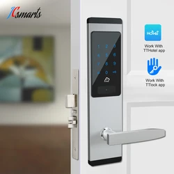 Cor Prata Inteligente TTlock Sem Fio App, Bluetooth Door Lock, Combinação Digital Eletrônica, NFC IC Card Lock para Apartamento, JCBL620