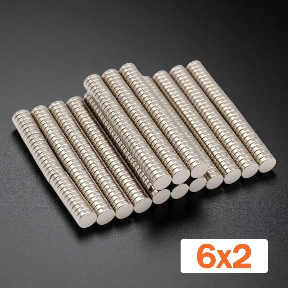 High Density Magnetic Alloy Durable Waterproof Neodymium Magnet Disc 6x2mm for Workshop Use Holding Metal Objects