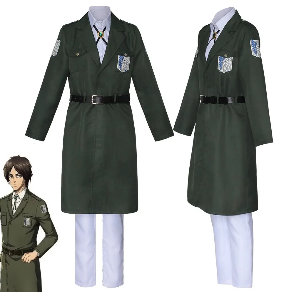 

Attack on Titan Season 4 Eren Jaeger Cosplay Costume Shingeki No Kyojin Scouting Legion Soldier Jacket wig Coat Wind Coat