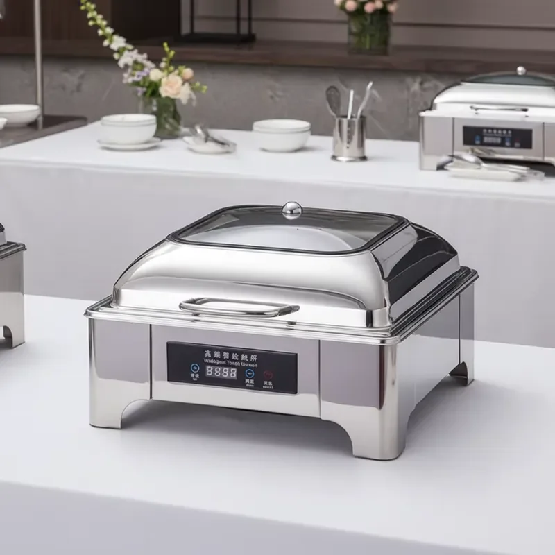 Commercial Electric Food Warmer Stainless Steel Square Buffet Stove Induction Heating Pot for Restaurant Hotel Catering