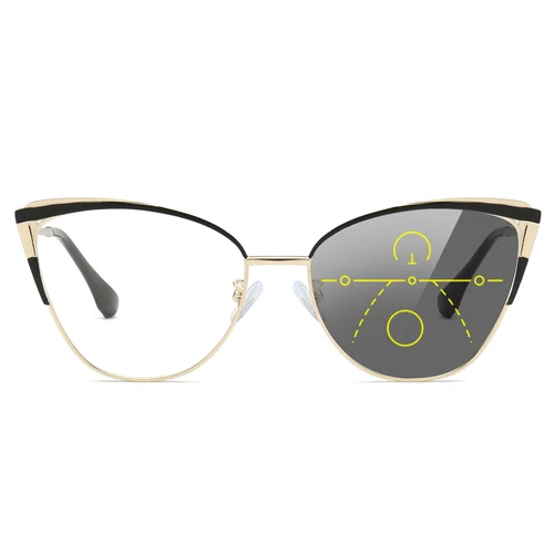 Imagen 2 del producto VICKI Las nuevas gafas de moda con bloqueo de color de metal tipo ojo de gato se pueden personalizar con prescripciones multienfoque 68001