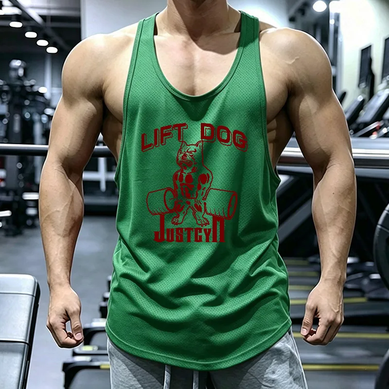 Men's Running Vests Quick Dry Breathable Mesh Racerback Gym Workout Tank Top Athletic Bodybuilding Fitness Training Shirt