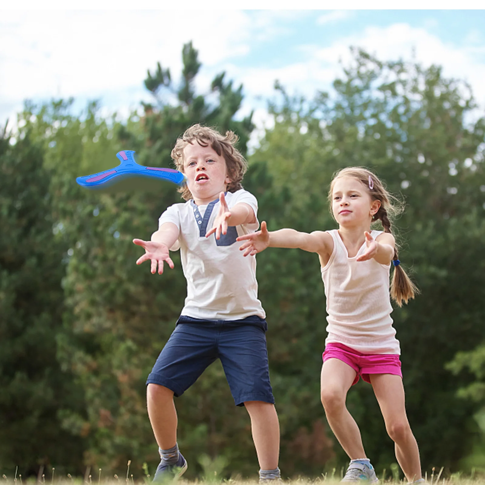 Boomerang de três folhas, material eva macio, fácil lançamento, disco voador para crianças, esportes ao ar livre, recreação, brinquedo voador engraçado