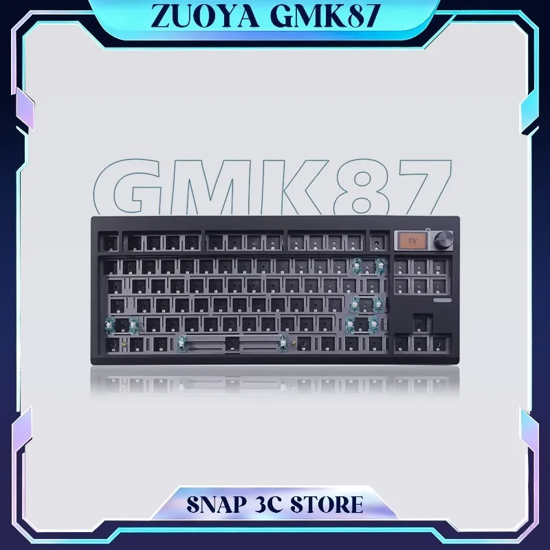 ZUOYA GMK87 Keyboard Kit Gasket Mount 3-Mode Wireless Hot Swap TKL Barebone RGB OLED Screen DIY Mechanical Keyboard for Mac Win