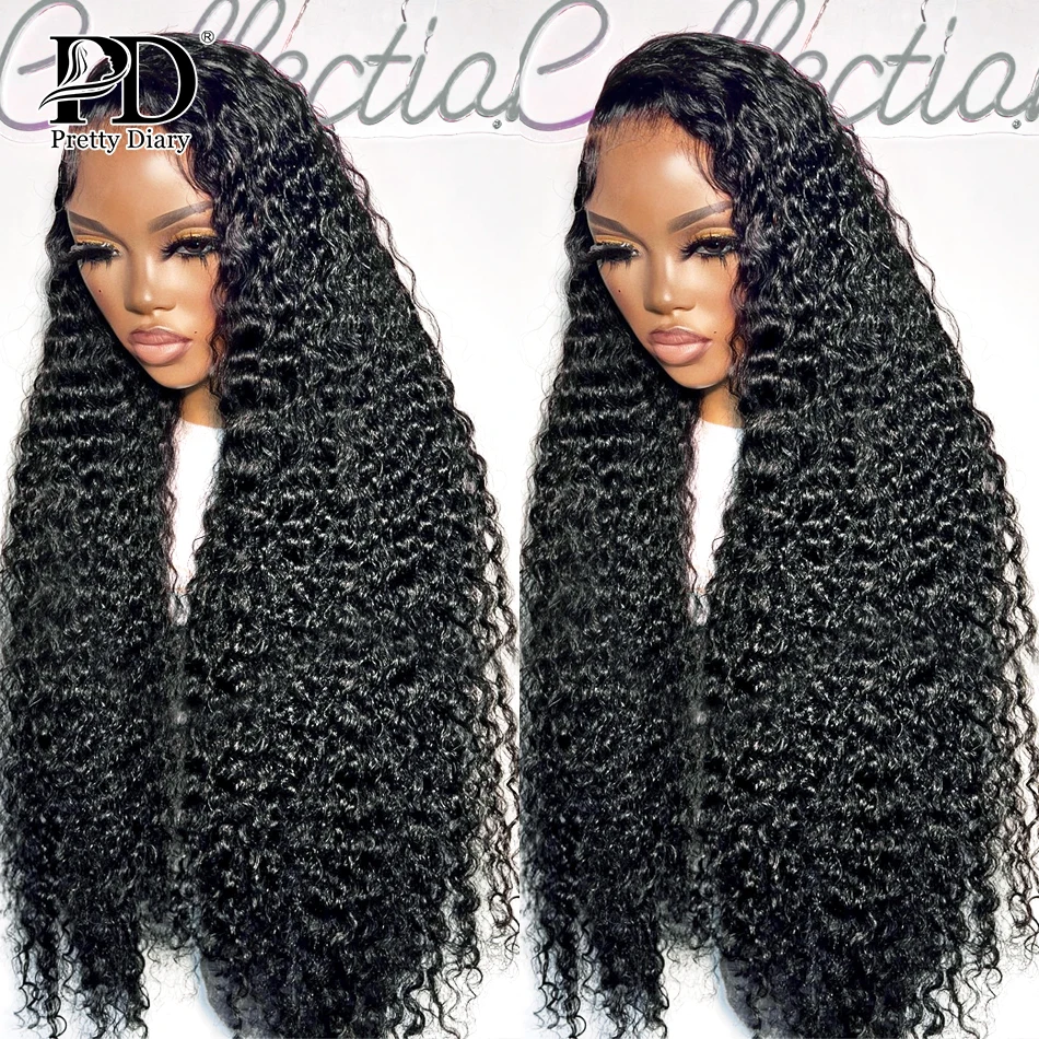 13x4 13x6 HD Lace Frontal Human Hair Wigs 30 36 Inch Deep Wave Frontal Wig Transparent Curly Human Hair Lace Frontal Wigs 250%