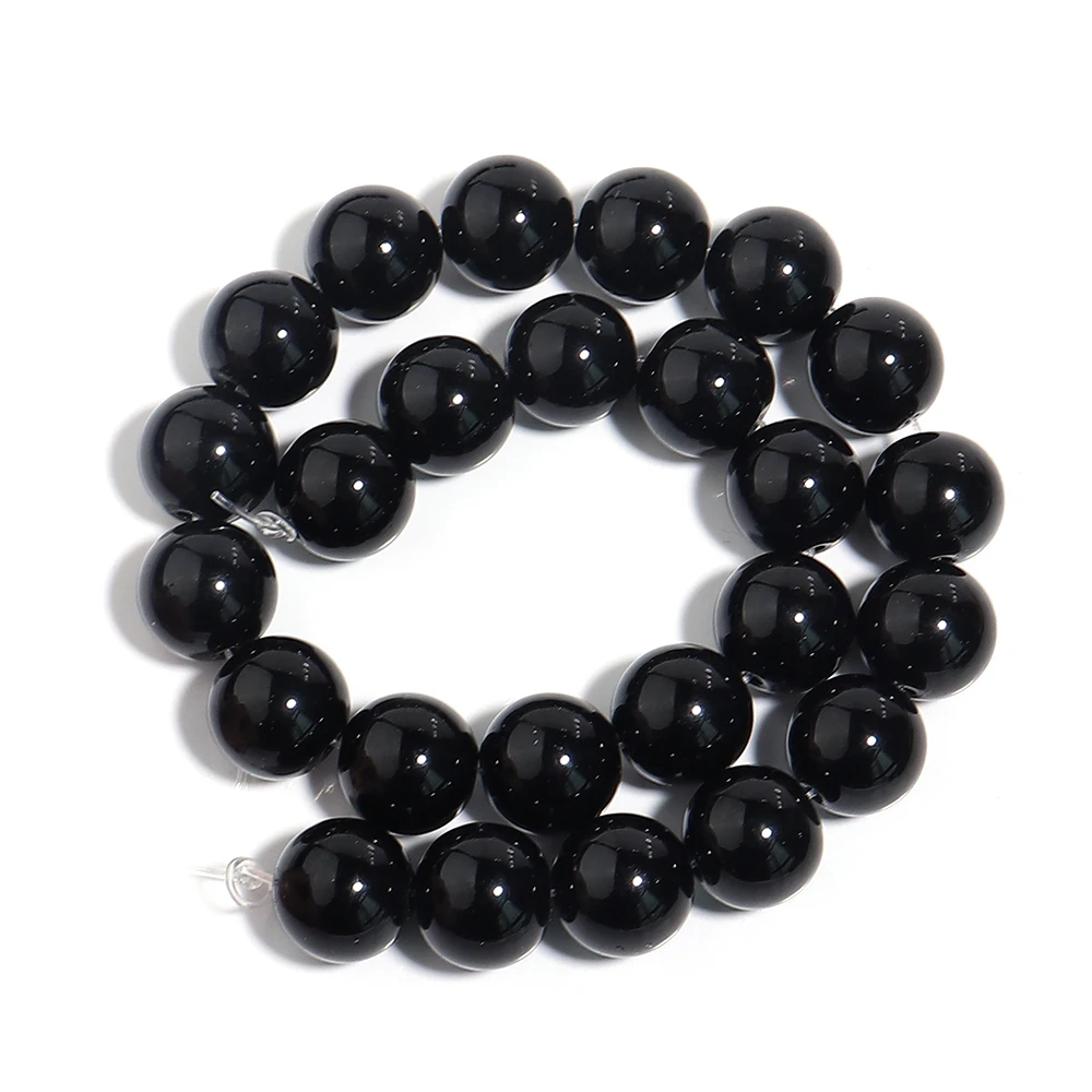 1 Strang Naturstein, schwarzer Onyx-Achat, runde lose Perlen, 2–20 mm, Auswahlgröße für Basteln, DIY, Nähen, Kleidungszubehör