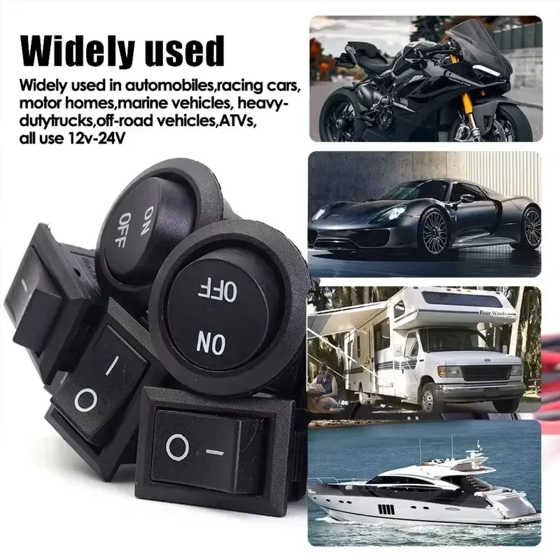 1-20pcs Auto and Motorcycle Modified Toggle Switch Boat Switch Wire 2-Pin Round Rocker Switch ON/OFF SPST for Automotive Marine