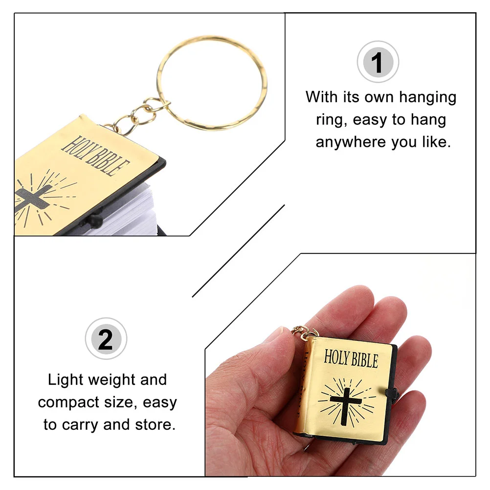 9 Pcs Bible Keychain Rings Miniature Book School Gift Keyring Holy Sunday Teacher Gifts The