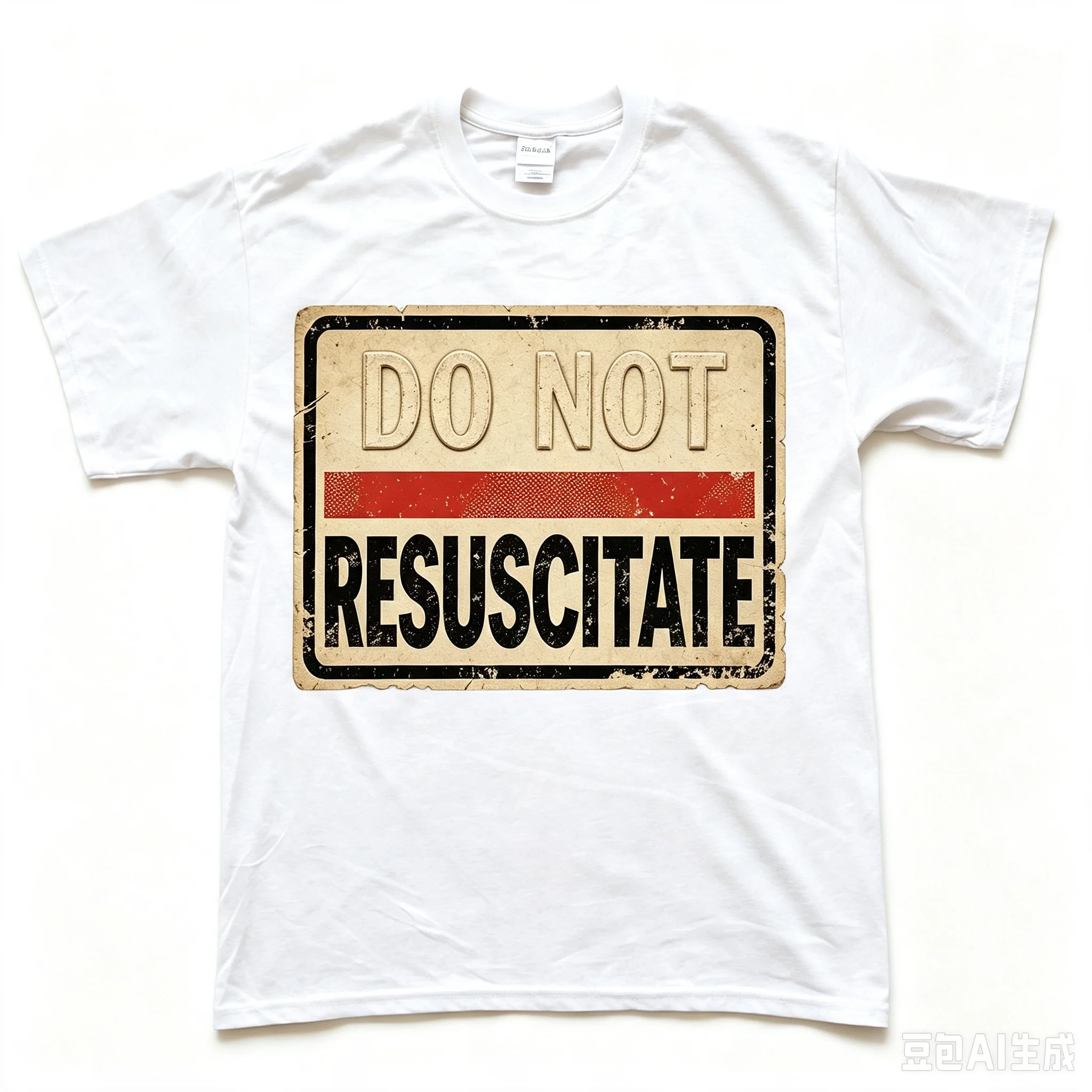 Do Not Resuscitate Vintage Warning Sign Graphic Men T‑Shirt Retro Distressed Casual Short Sleeve Tee