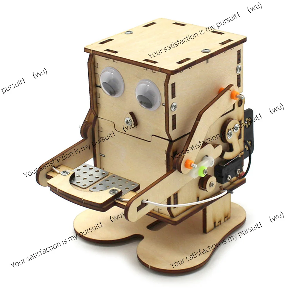 Robot Eating Coin Wood DIY Model Teaching Learning Stem Project for Kid Science Education Experiment Education Toy Assemble Kit