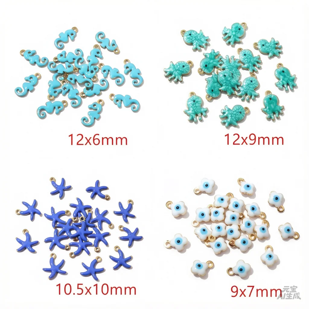 20pcs Charms Enamel Seahorse Starfish Evil Eyes Pendant Stainless Steel DIY Jewelry Accessories for Earrings Necklace Bracelet