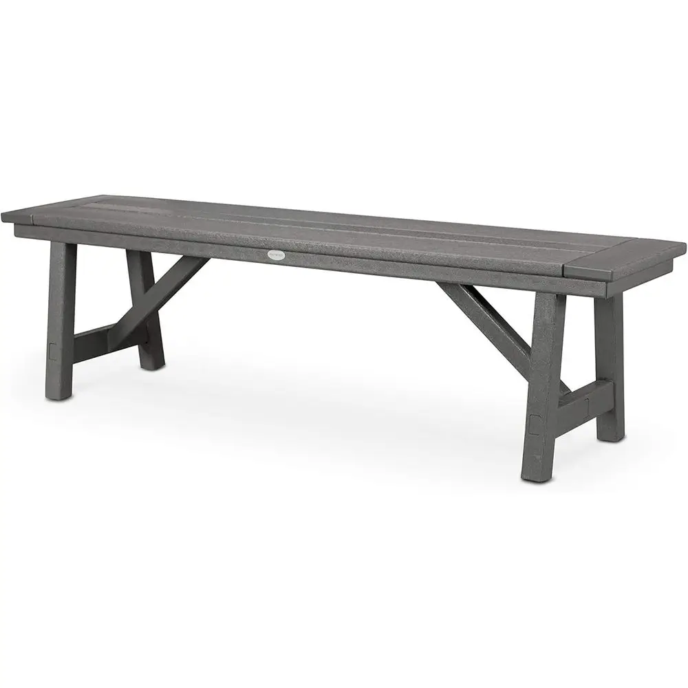 

60 Inch Outdoor Patio Bench, Weather-Resistant HDPE Wood, Grey