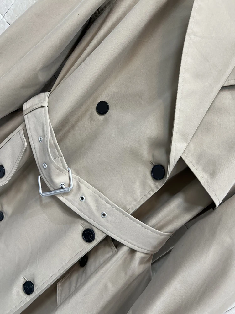 SVORYXIU الخريف نمط جديد الكاكي فضفاض خندق معطف المرأة نمط غير رسمي نمط بدوره إلى أسفل طوق نمط طويل معطف واقٍ من المطر #3