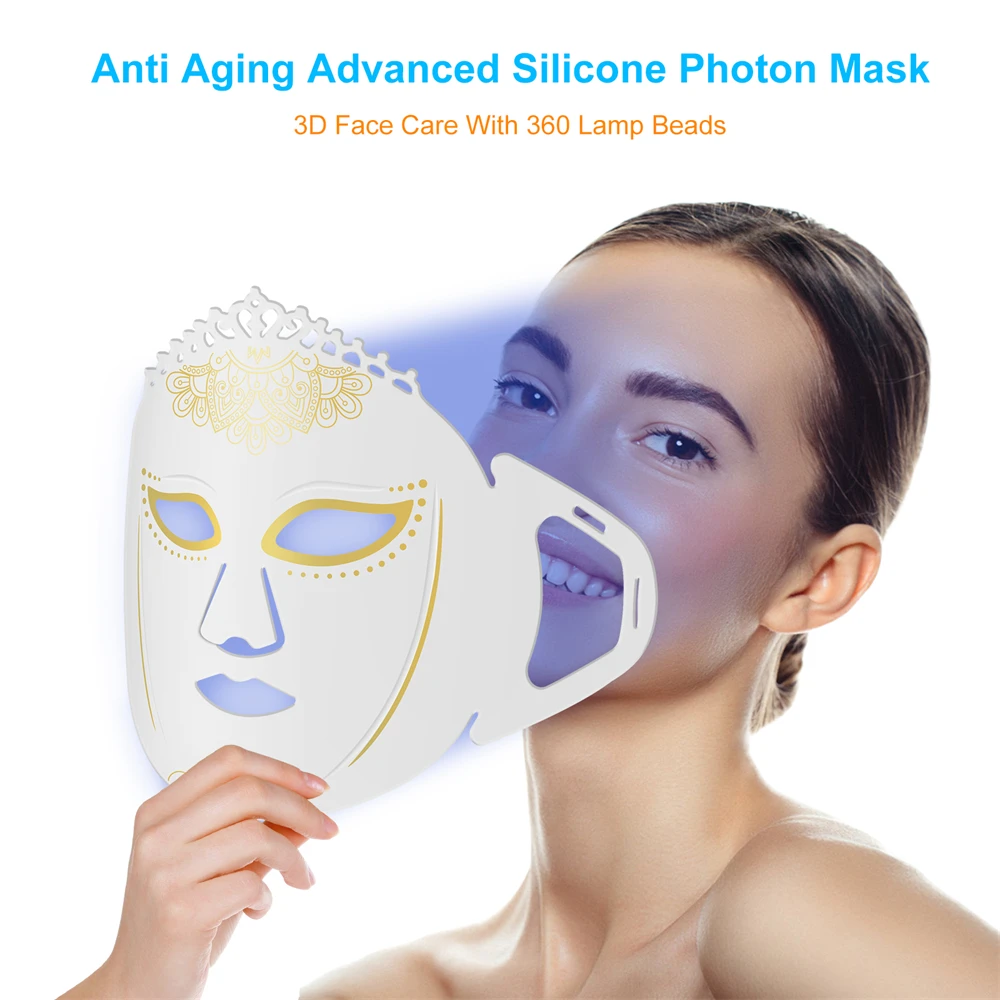 ZJKC Photon Beauty Facial Mask 7 Colors LED Light Mask for Face Skin Rejuvenation Anti-Aging Skin Repair Improve Skin Tone