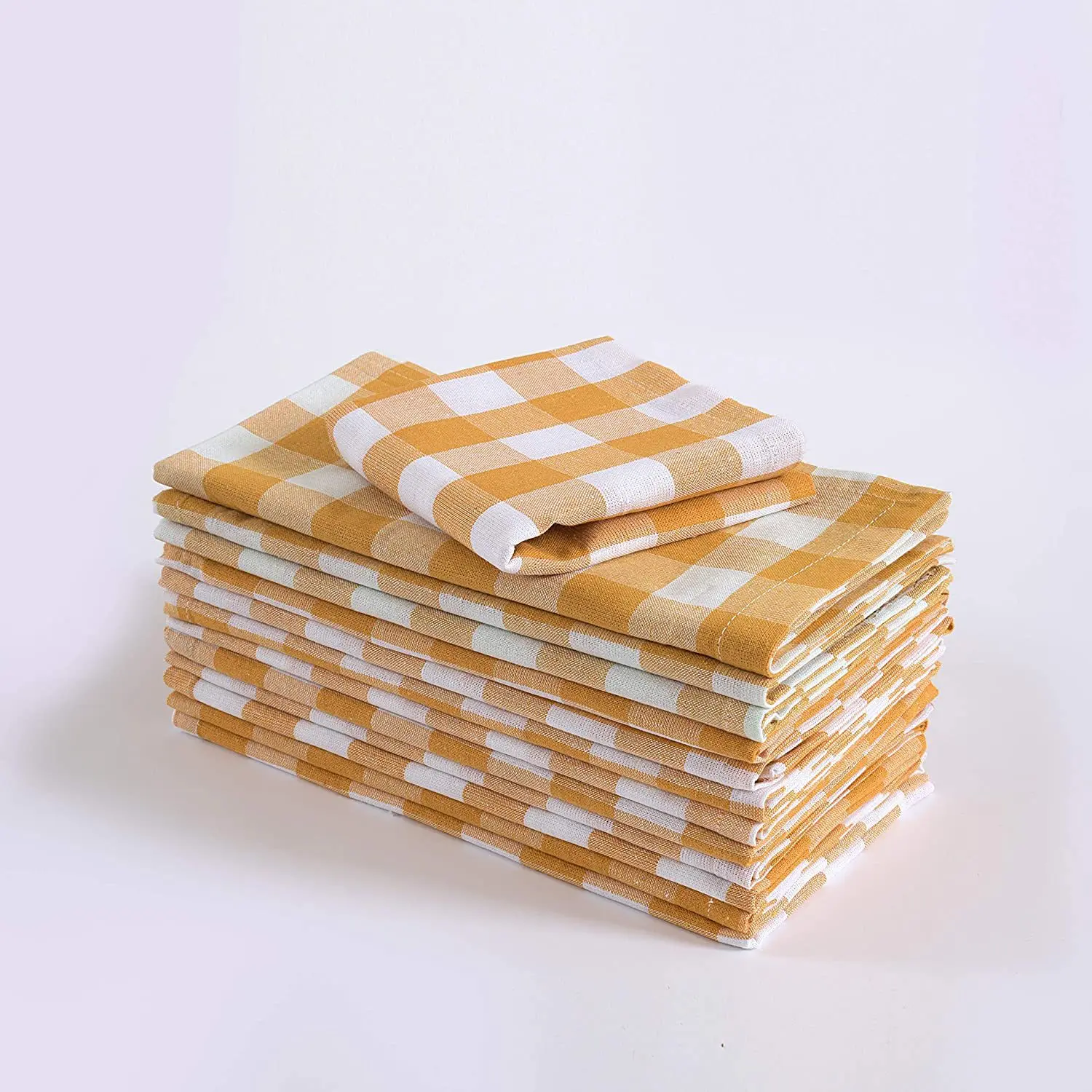 Set of 12 Buffalo Plaid Cloth Dinner Napkins - 16x16 inches, Soft, Absorbent, Restaurant Hotel Quality - Easy Care, Washable