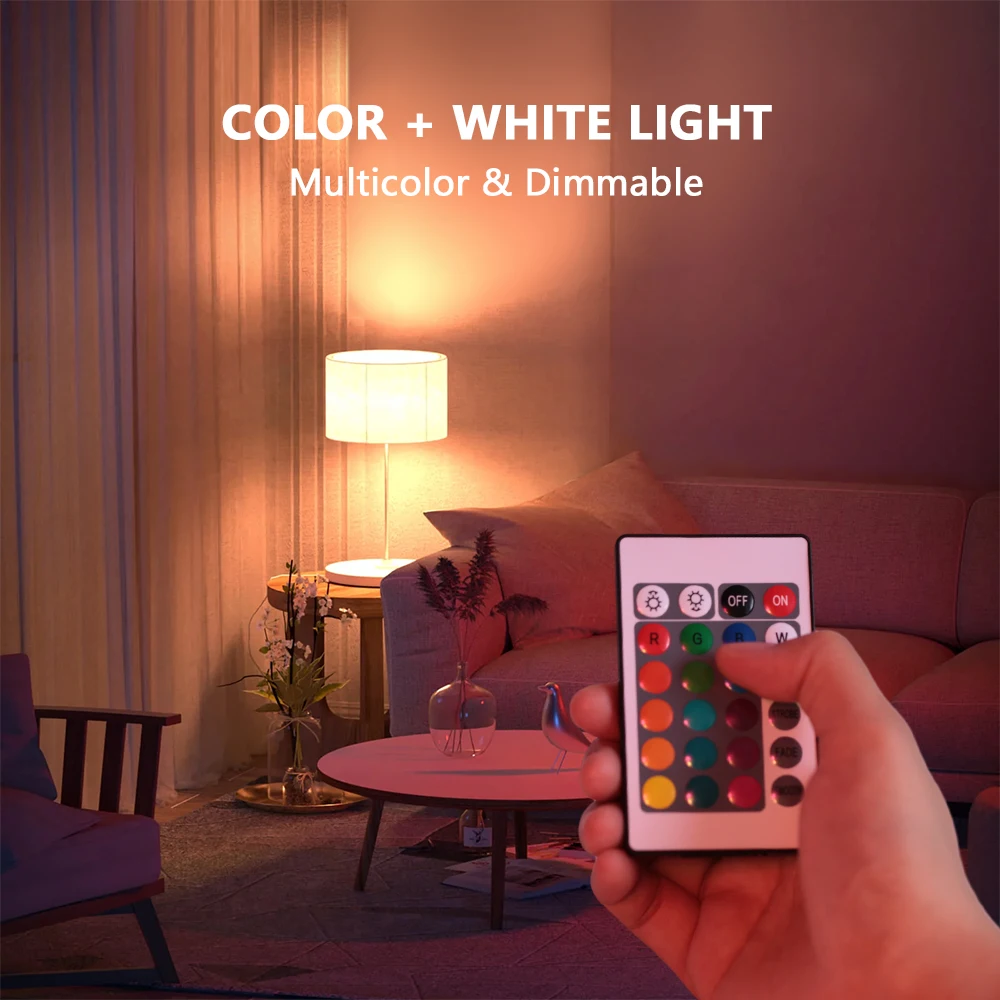 LED RGB Lamp Spotlight Bulb 220V E27 5W 10W 15W IR Remote Control Led Light Bulb 2835SMD Colorful Smart Led RGBW Lamp Home Decor