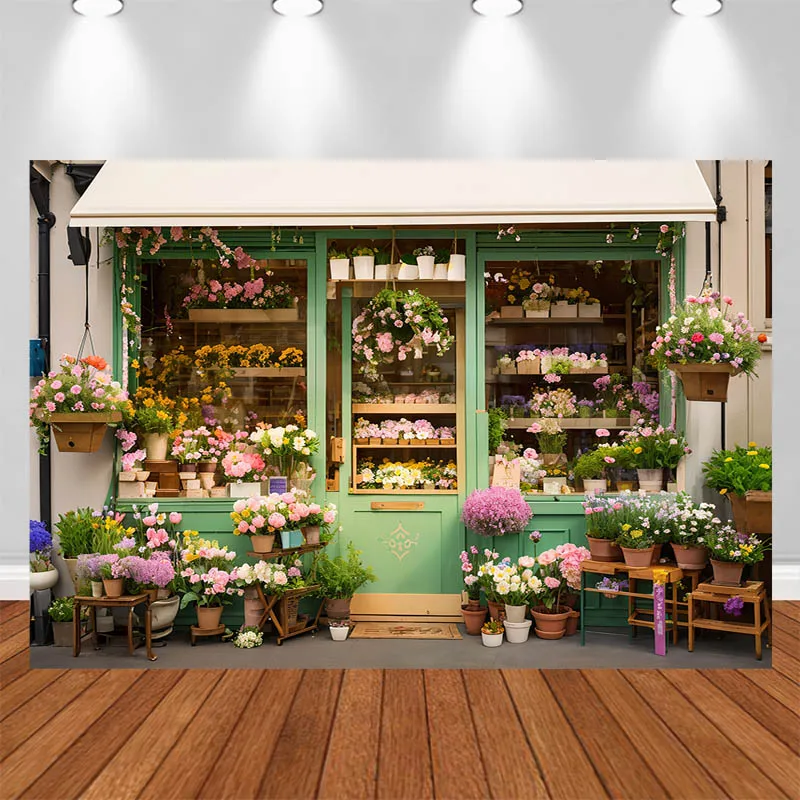 LS Photography Background Street Side Flower Shop Green House Potted Plant Decor Birthday  Adult Portrait Photo Backdrop Studio