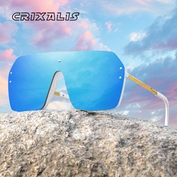 CRIXALIS Oversized Square Rimless Sunglasses Men Outdoor Sports Travel Climbing Sun Glasses Male Fashion Goggles Shades UV400